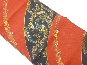 変わり横段に枝垂れ花模様織出し名古屋帯